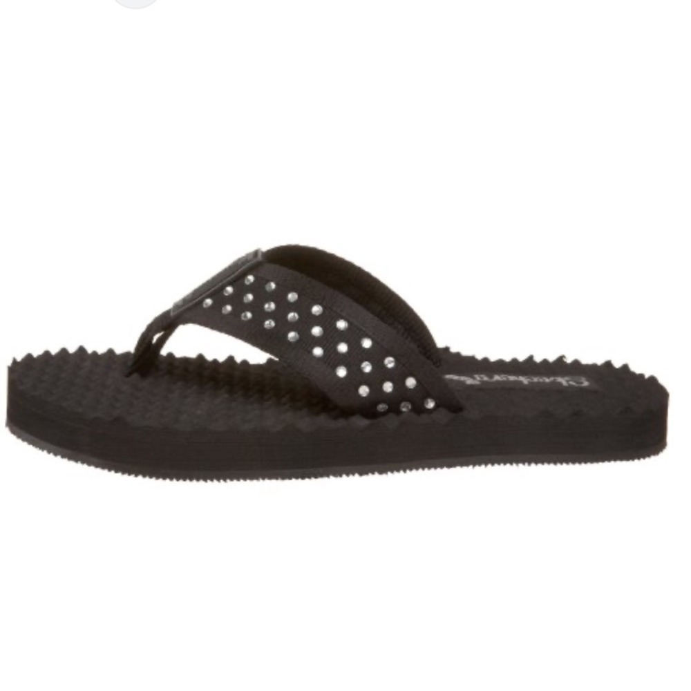 Skechers Cali Black Rhinestone Studded Flip Flop Thong Sandals Women's Size 9